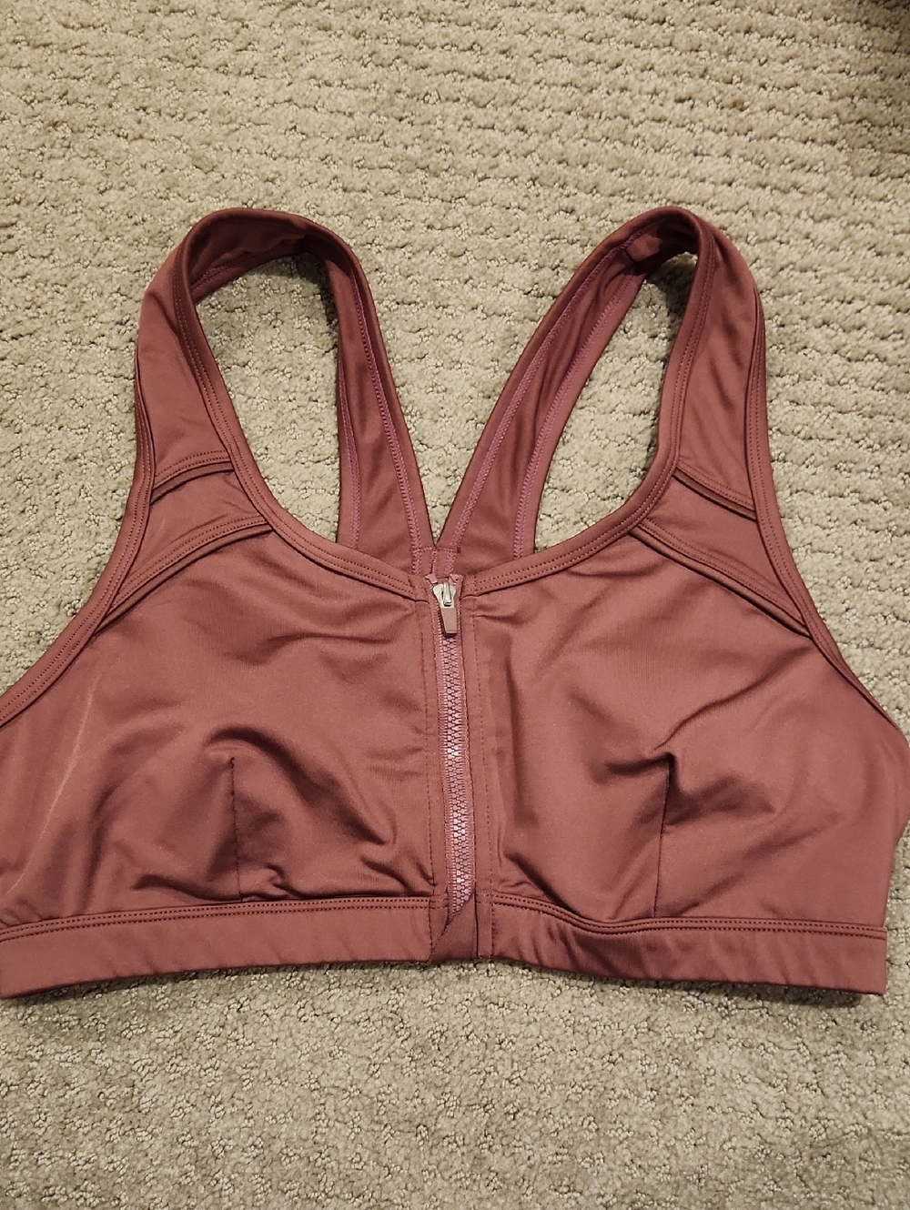 Front-Zip Sports Bra - Mauve Pink
